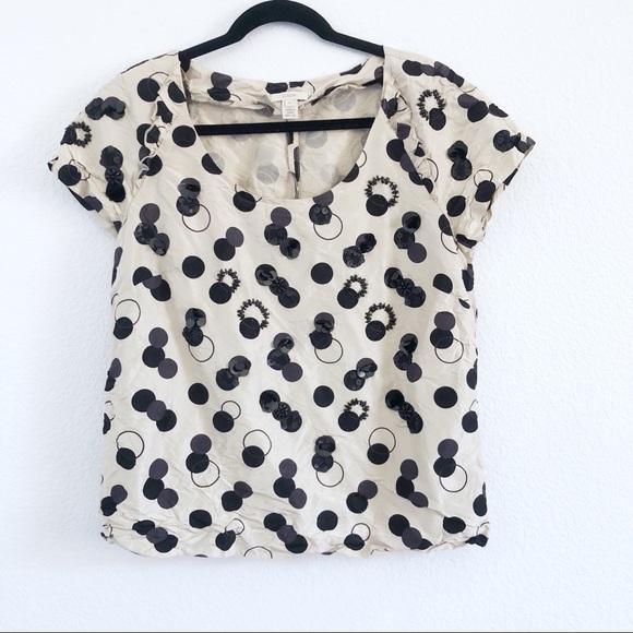 J crew | silk polka dot sequins Shortsleeved top - Picture 5 of 5